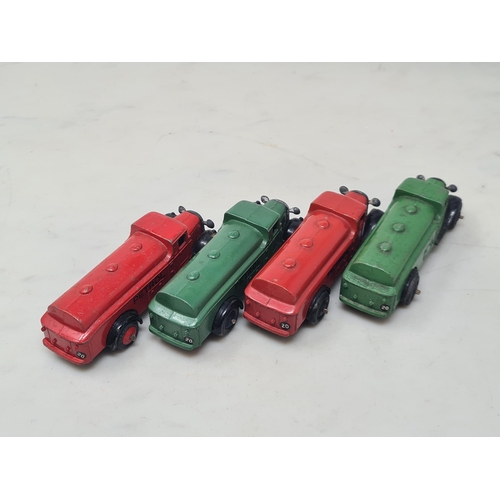 1518 - Four Dinky Toys 25d Petrol Lorries, two green and two red, generally G-Ex