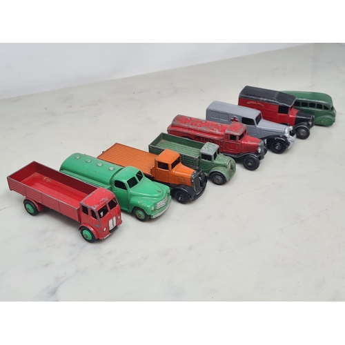 1520 - Ten Dinky Toys including Royal Mail Van, Castrol Petrol Tanker, Petrol Lorry, Streamline Coach, Ambu... 