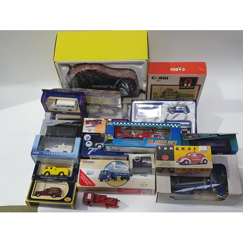 1542 - A box of boxed Corgi and other modern diecast including Calder Valley Search & Rescue Set