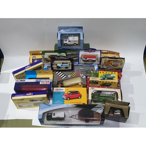 1544 - A box of boxed Corgi, Cararama, Vanguards and other modern diecast including Austin Cooper 50th Anni... 