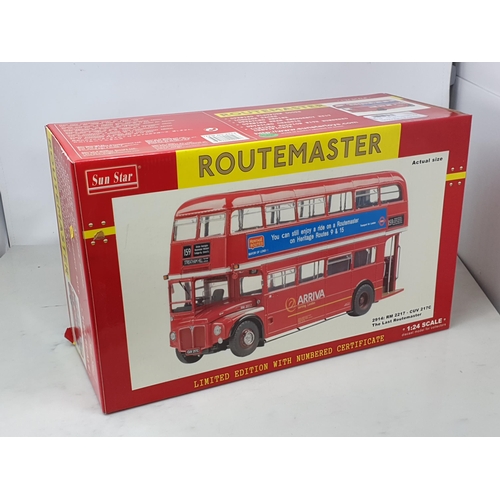 1567 - A boxed Sun Star 1:24 scale Routemaster RM 2217-CUV 217C double-deck Bus, M, appears unopened