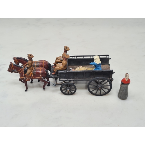 1607 - A Britains WW1 Field Ambulance Set with two Drivers, two Nurses and injured Soldier