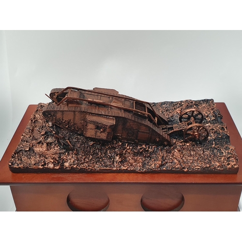 1635 - A Danbury Mint Figure of The World's First Combat Tank with Coins