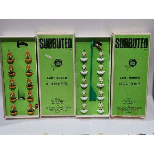 1627 - Two boxed Subbuteo Table Soccer Teams (one lacking goalkeeper, the other with several glued players)... 