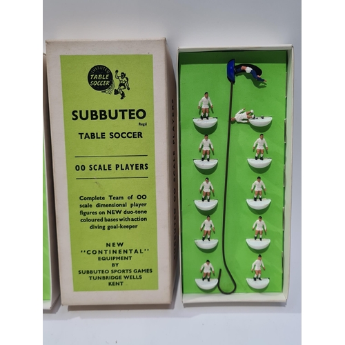 1629 - Three Subbuteo Table Soccer Teams including red (goalkeeper A/F), white (one player A/F) and red and... 