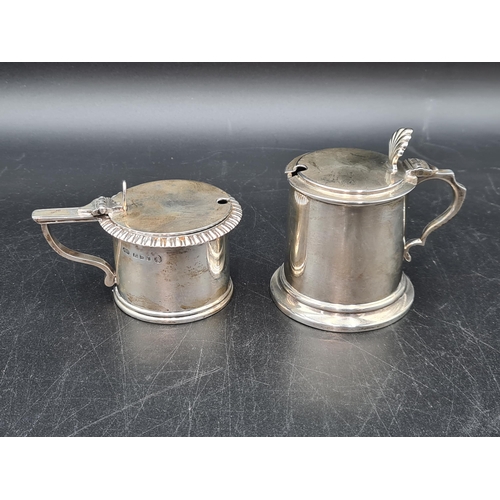 105 - Two George V silver drum Mustard Pots, London 1935 & Birmingham 1933, 220gms