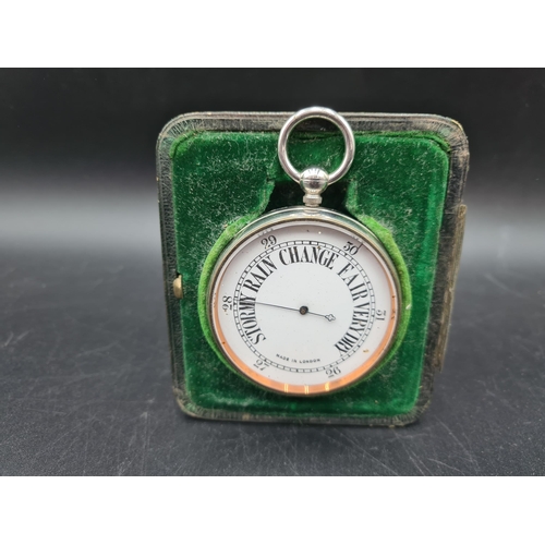 113 - An Edward VII silver mounted Case containing Pocket Barometer, London 1905