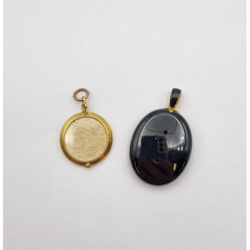 13 - A Victorian Agate Pendant lacking insert with bail stamped 18ct, approx 40mm, and a Victorian double... 