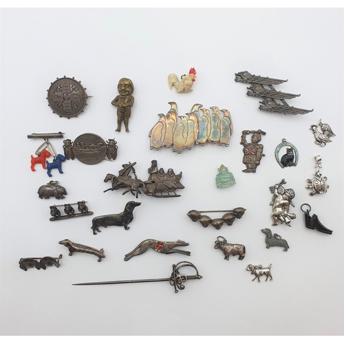 18 - A collection of Brooches, Pins and Charms of mostly animal interest