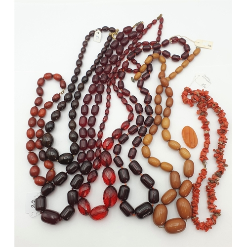 22 - A collection of Amber-type and other Bead Necklaces