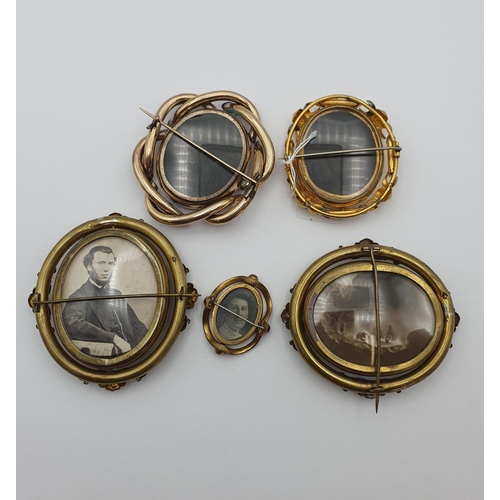 24 - Five Victorian Swivel Mourning Brooches