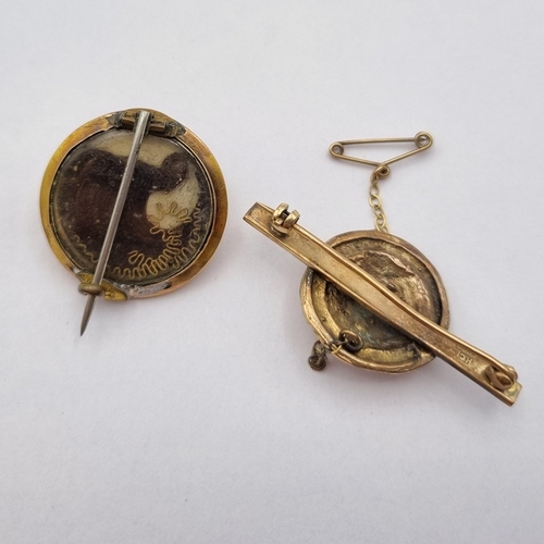 3 - A Bar Brooch set with lion mask, stamped 9ct gold, brooch 45mm wide, approx 12.5gms and a Victorian ... 