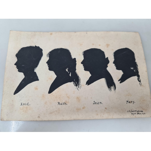 55 - A Collection of seven Silhouettes, several signed J M Scott, A.R.M.S, circa 1916, and two framed Por... 