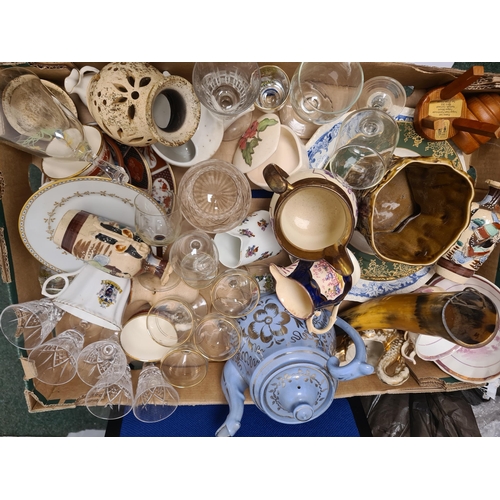 58 - A quantity of Glassware including Decanters, Bowls, Drinking Glasses, sundry Teaware, Gipsy Caravan,... 