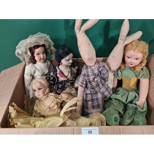 59 - A Quantity of Boudoir Dolls and other soft Toys