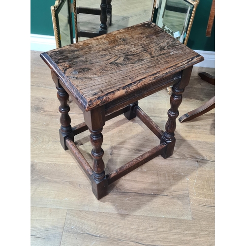 68 - A gilt framed triptych Mirror, an oak and elm Joint Stool, Chinese hardwood Occasional Table and a r... 