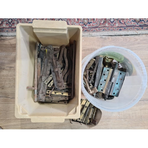 73 - A quantity of Furniture Hinges, Latches, Bolts, Castors, etc. (R10).