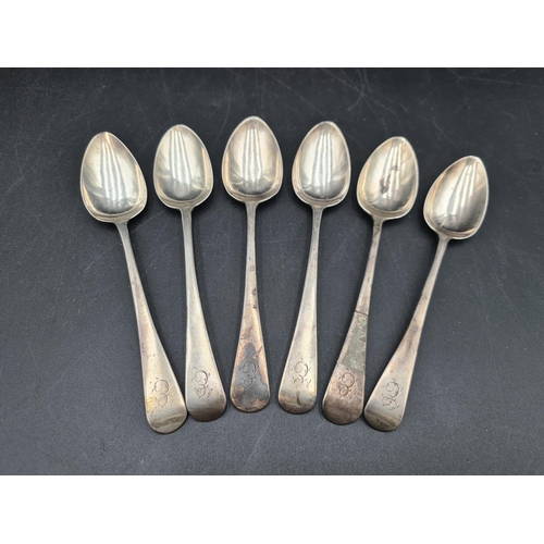 88 - Six George IV silver Teaspoons old english pattern engraved initial E, London 1826, maker: W.S