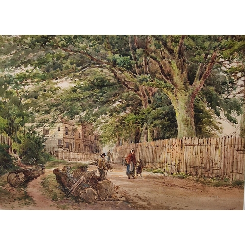 503 - ATTRIBUTED TO DAVID COX (1783-1859) On a Country Track, near an Inn, inscribed 'July 18th 1856', wat... 