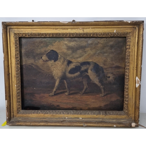 508 - A. BURT (fl. mid 19th Century) Study of a Brittany Spaniel in a landscape, signed, oil on panel, 10 ... 