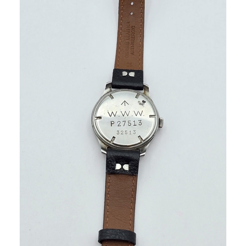 123 - A gentleman's WWII military issue steel Cyma (Dirty Dozen) manual wind Wristwatch, the black  dial h... 