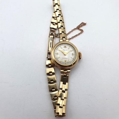 124 - A vintage Rone lady's Wristwatch, the cream enamel dial having Arabic numerals at the quarters and b... 