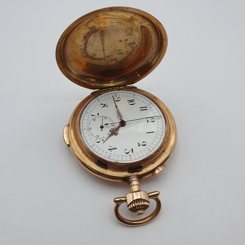 128 - A late 19th Century Invicta 14ct gold-cased keyless wind full hunter minute repeater Pocket Watch, t... 