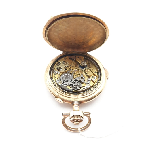 128 - A late 19th Century Invicta 14ct gold-cased keyless wind full hunter minute repeater Pocket Watch, t... 