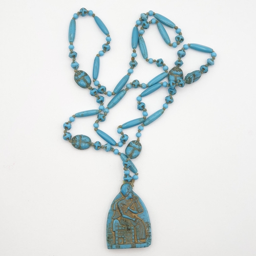 189 - Vintage Egyptian Revival pressed glass Necklace, possibly Neiger Brothers, approx 47cm