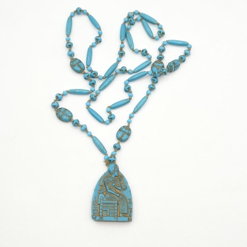 189 - Vintage Egyptian Revival pressed glass Necklace, possibly Neiger Brothers, approx 47cm