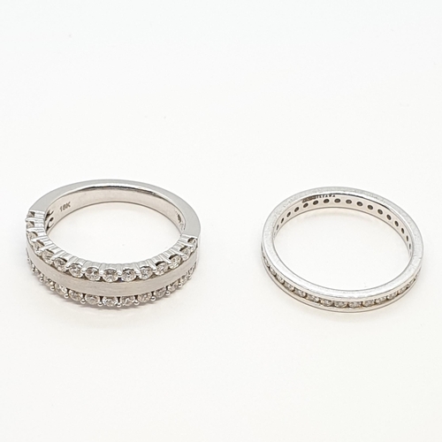 225 - A Diamond Eternity Ring (ring size N 1/2) and a half-hoop Diamond Ring (ring size N) in 18ct white g... 