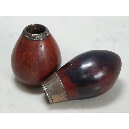 264 - Two Gourds with metal collar mounts