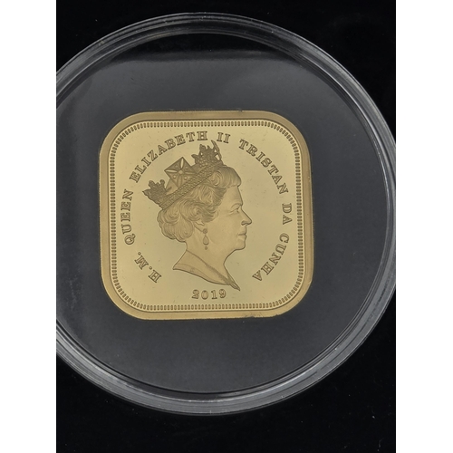 271 - QEII Tristan Da Cunha 2019 four-sided 22 Carat Gold Proof Britannia Twenty Pound Coin. Mintage of 49... 