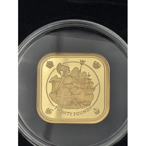 271 - QEII Tristan Da Cunha 2019 four-sided 22 Carat Gold Proof Britannia Twenty Pound Coin. Mintage of 49... 