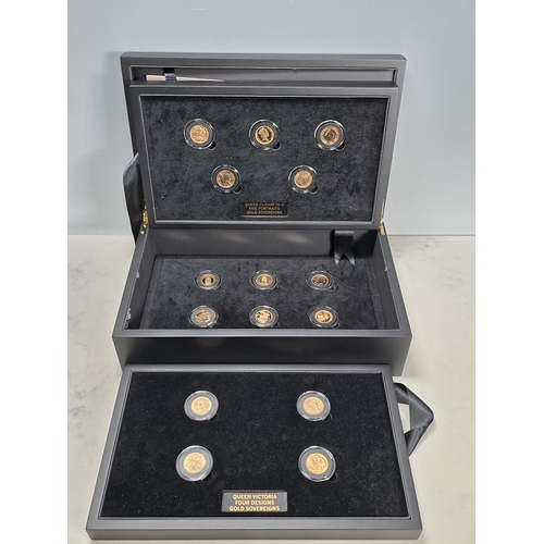 275 - Victoria/QEII Longest Reigning Monarchs Gold Sovereign Complete Designs Collection 15 Coin Set, cons... 