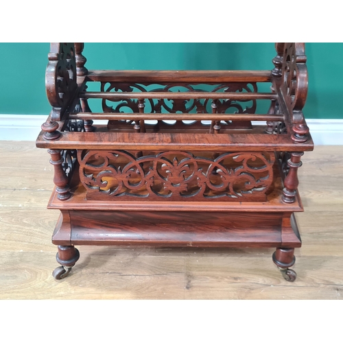 308 - A Victorian walnut Etargere with pierced gallery above three divisions and drawer on turned legs and... 