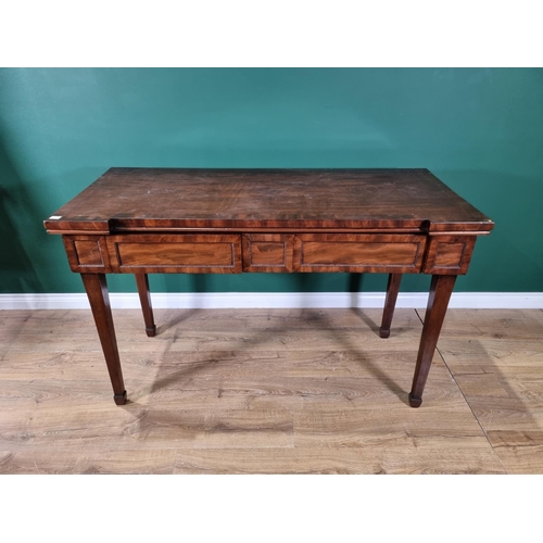 347 - A 19th century mahogany Serving Table with inverted breakfront fitted two frieze drawers on square t... 