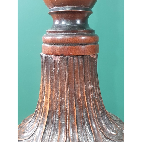 352 - A Victorian mahogany Hat Stand with turned column and carved triangular base