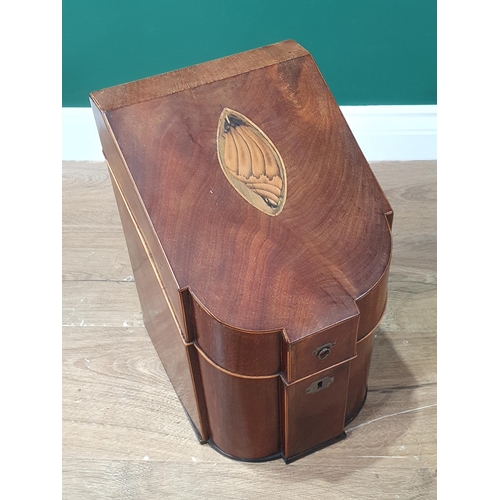 354 - A Georgian mahogany Knife Box with shell inlaid sloping lid, 9in wide