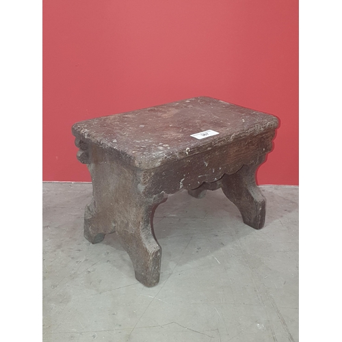 367 - A 19th Century oak Stool, the single piece top above shaped frieze, raised on shaped supports, 8.5