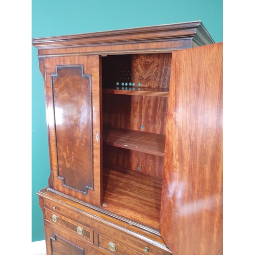 376 - A reproduction mahogany Cocktail Cabinet with pair of solid panelled doors above brushing slide, two... 