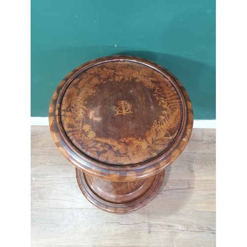 378 - A Victorian pokerwork Dumb Waiter decorated foliage with moulded top, middle tier and circular mould... 