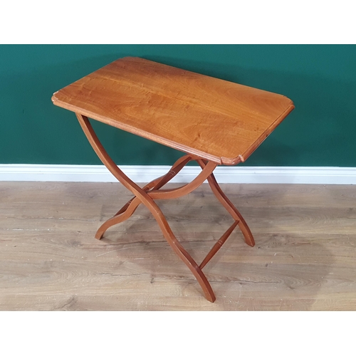 384 - A mahogany Coaching Table on folding stand, 2ft 7in, signed P Cronje, South African Master Craftsman... 