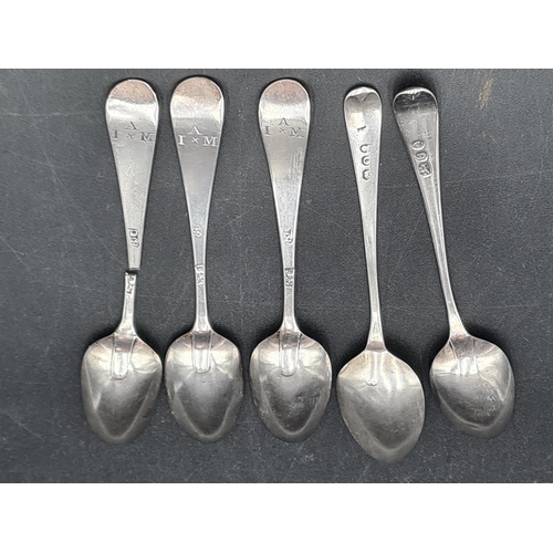 41 - Three George II silver Teaspoons Hanoverian pattern engraved initials A over I x M, London circa 173... 