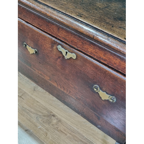 415 - An early 18th Century oak Dresser Base with moulded top above three drawers on cabriole front suppor... 