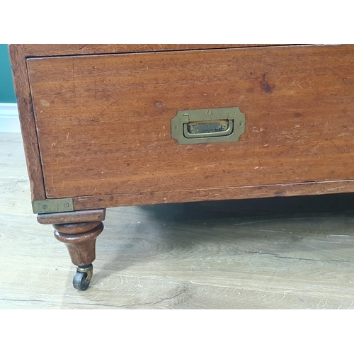 437 - A mahogany two-section Campaign Chest by 'S.W. Silver and Co London and Liverpool', the top section ... 