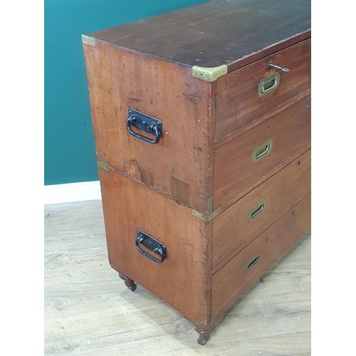 437 - A mahogany two-section Campaign Chest by 'S.W. Silver and Co London and Liverpool', the top section ... 