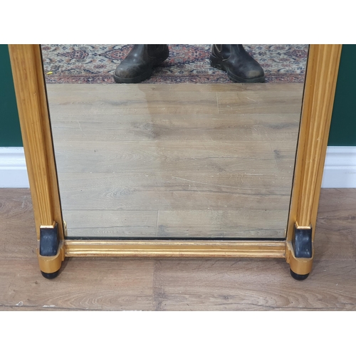 452 - A Regency style gilt framed Upright Wall Mirror with ball applied frieze, trellis surmount flanked b... 