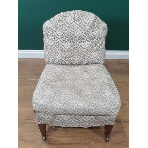 460 - A Howard and Sons low Bedroom/Side Chair with shaped back, upholstered in Howard and Sons ticking, r... 