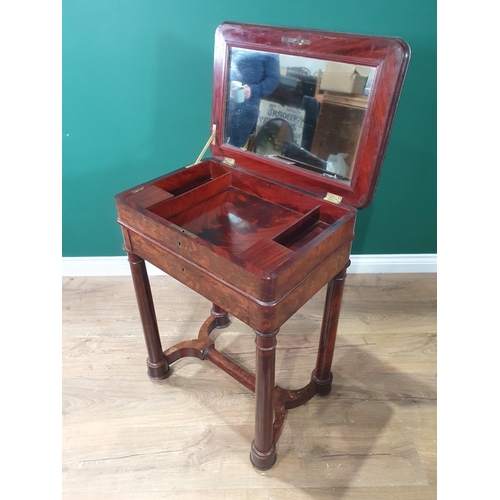 470 - A 19th Century mahogany Biedermeier Desk/Dressing Table, the hinged top with interior inset mirror, ... 